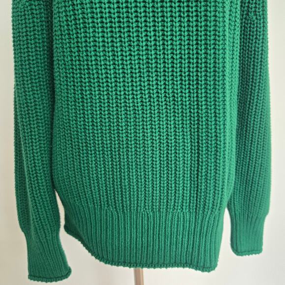 J Crew Women Rollneck Relaxed Sweater Green Oversized Slouchy Chunky Small - Picture 6 of 11